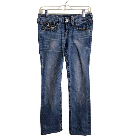 True Religion Billy Studded Jeans Flap Studded Pockets Made On USA Size 26 - Picture 1 of 9